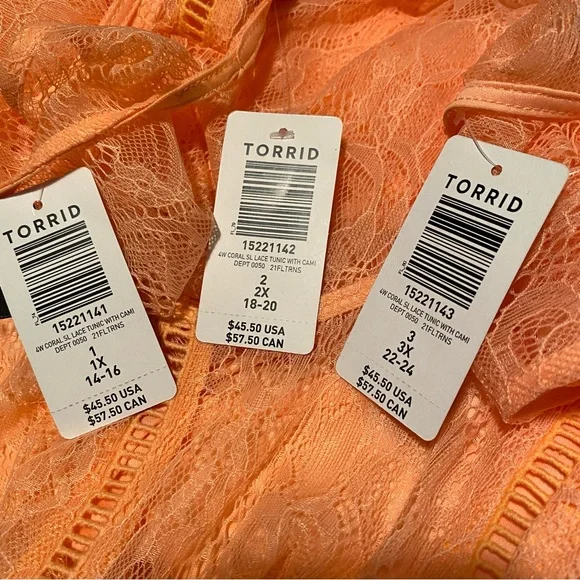 Torrid NWT Coral Tiered Lace Top 2X - Picture 7 of 7